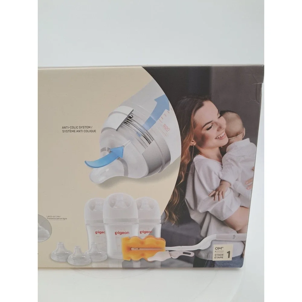 Pigeon Nuture & Nest Newborn Gift Set. 3 Bottles, 3 Nipples, 1 Sponge Bottle...